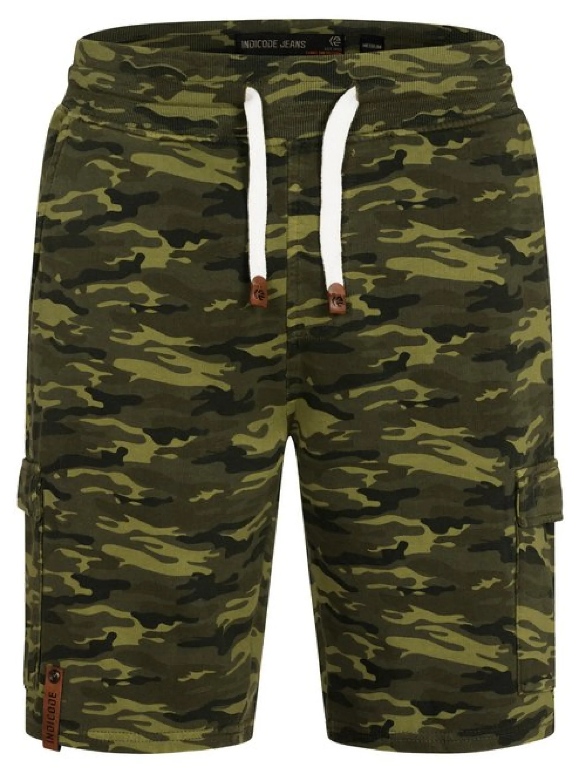 Indicode Herren Shorts Sweat - White Rock in khaki