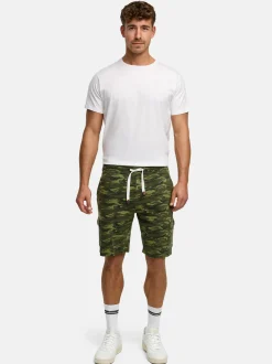 Indicode Herren Shorts Sweat - White Rock in khaki