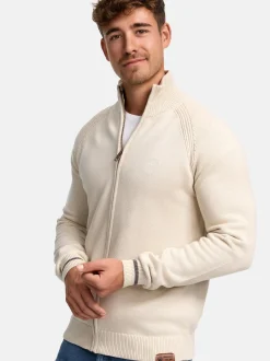 Indicode Herren Strickjacke - INArutemia in beige taupe