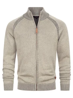 Indicode Herren Strickjacke - INMassum Cardigan in beige grau