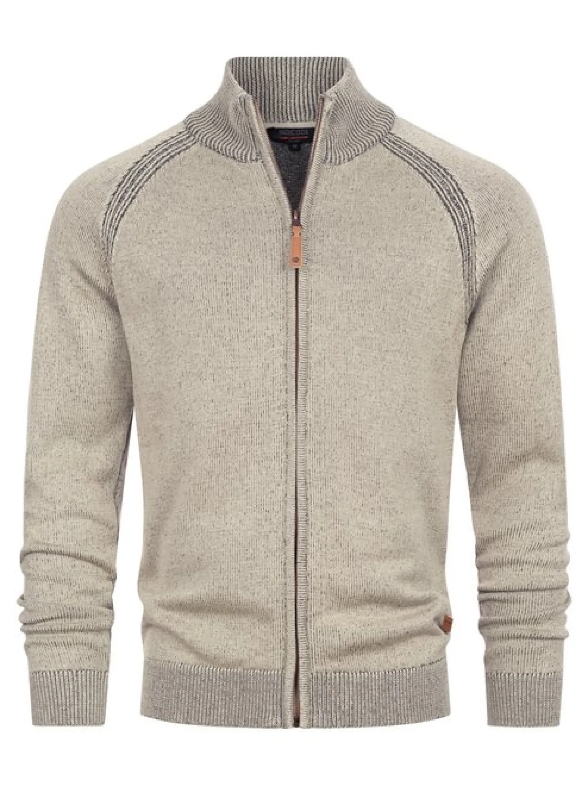 Indicode Herren Strickjacke - INMassum Cardigan in beige grau