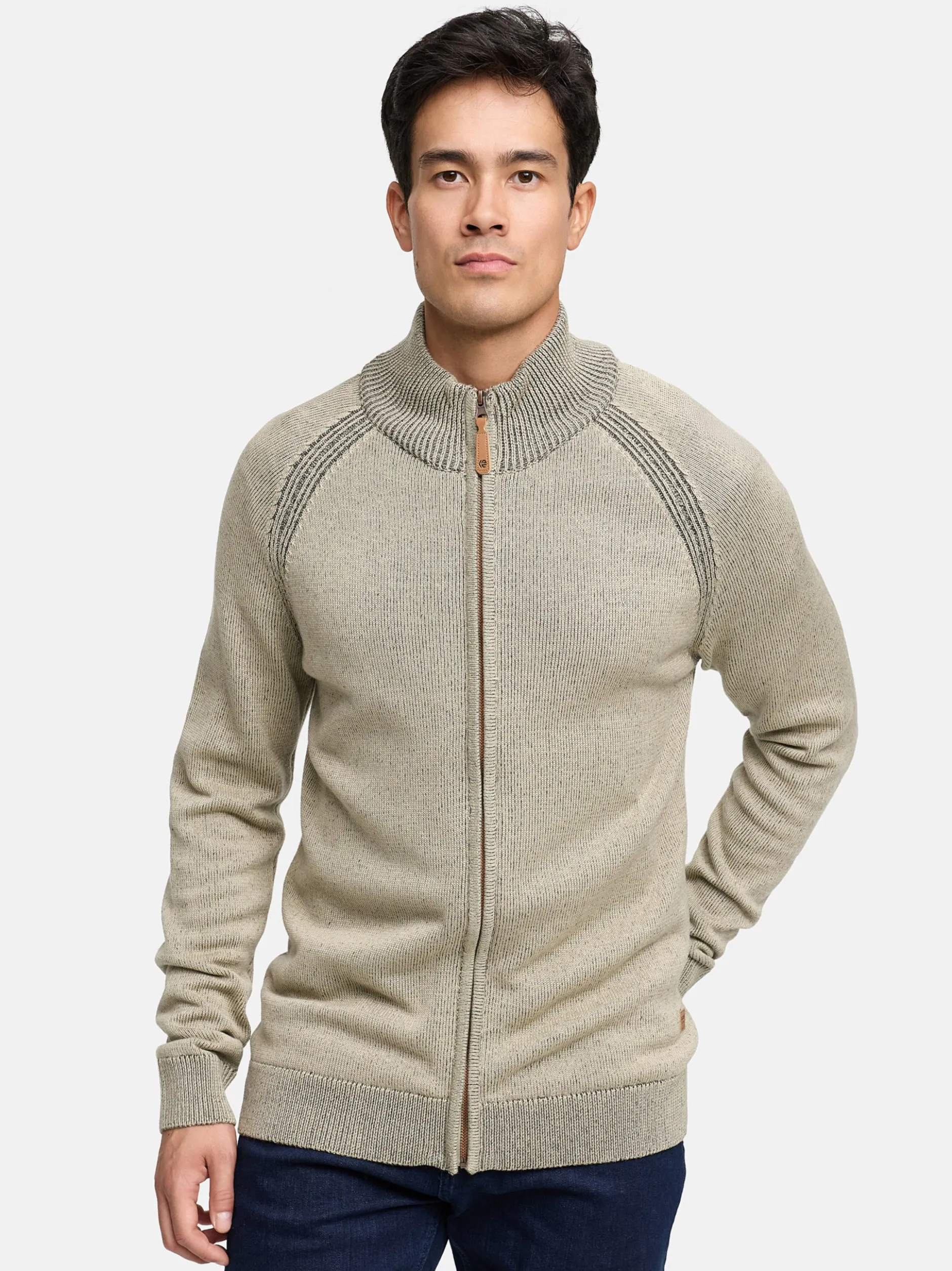 Indicode Herren Strickjacke - INMassum Cardigan in beige grau