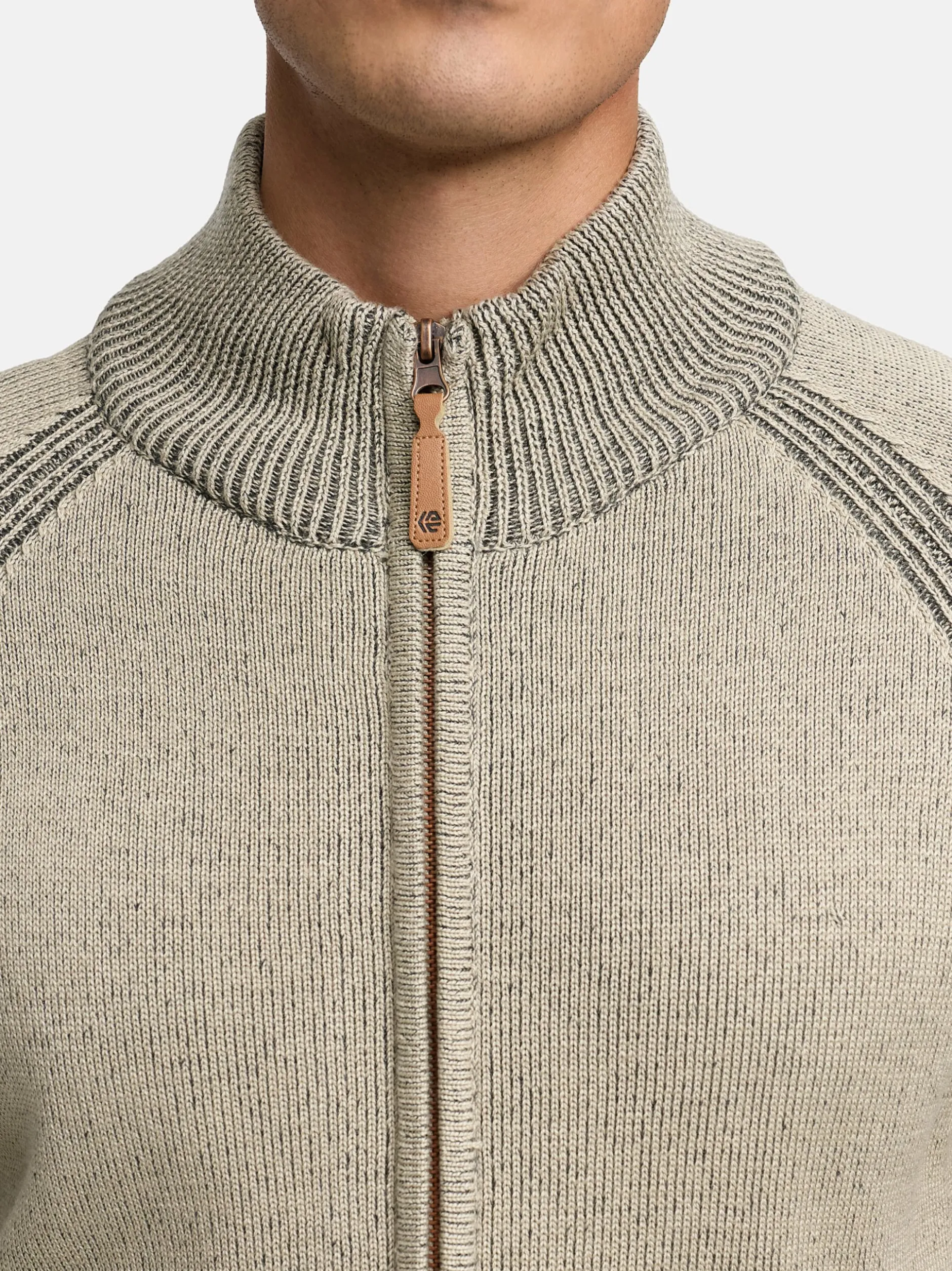 Indicode Herren Strickjacke - INMassum Cardigan in beige grau