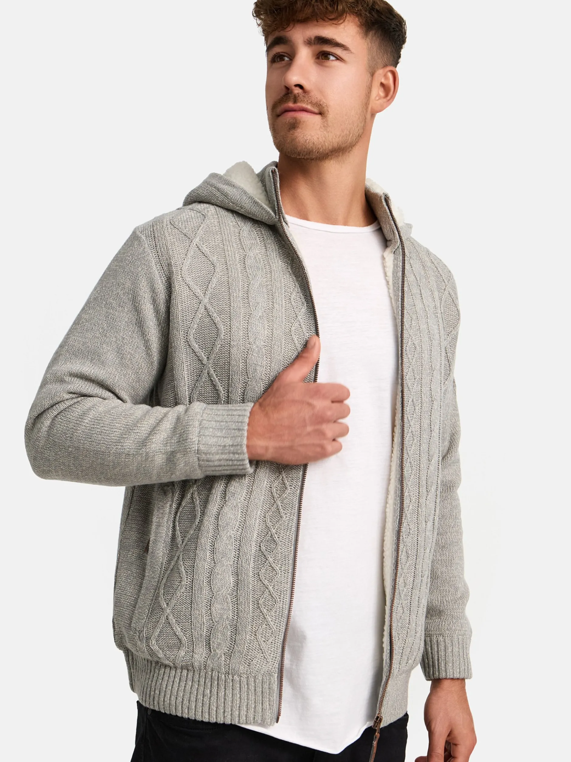 Indicode Herren Strickjacke - INRandolph in hellgrau grau