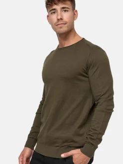 Indicode Herren Strickpullover - Gamal in khaki