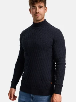 Indicode Herren Strickpullover - INAlpha in blau marine