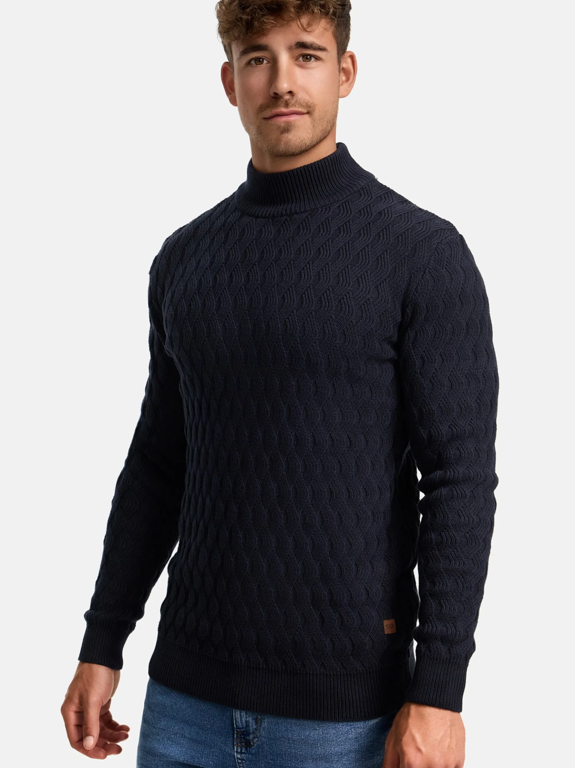 Indicode Herren Strickpullover - INAlpha in blau marine