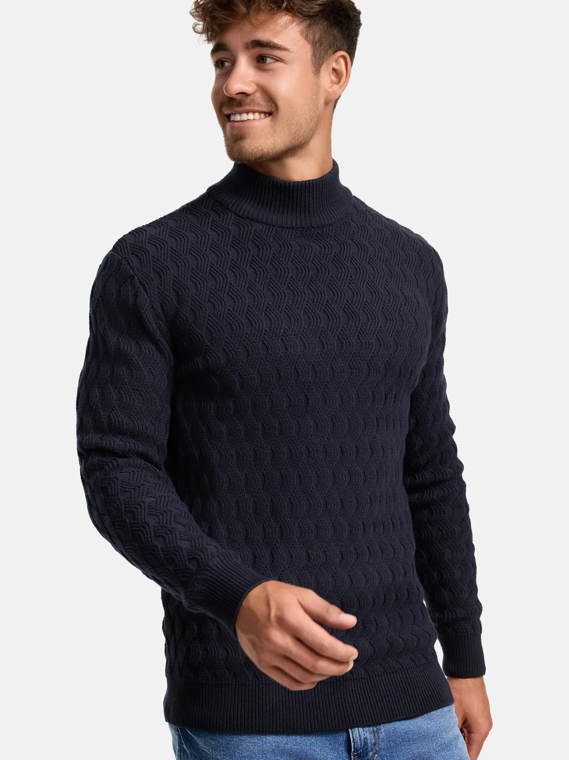 Indicode Herren Strickpullover - INAlpha in blau marine