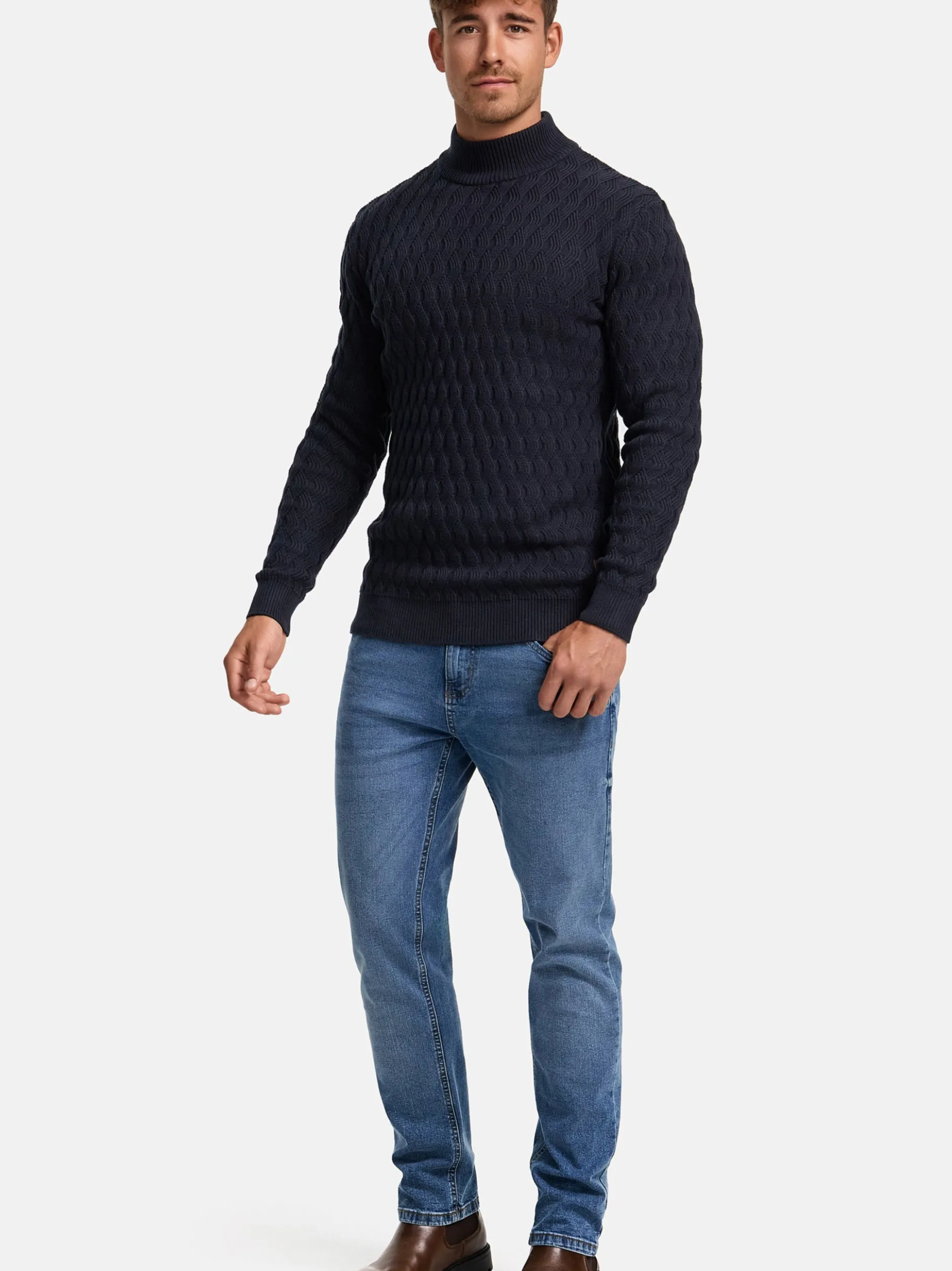 Indicode Herren Strickpullover - INAlpha in blau marine