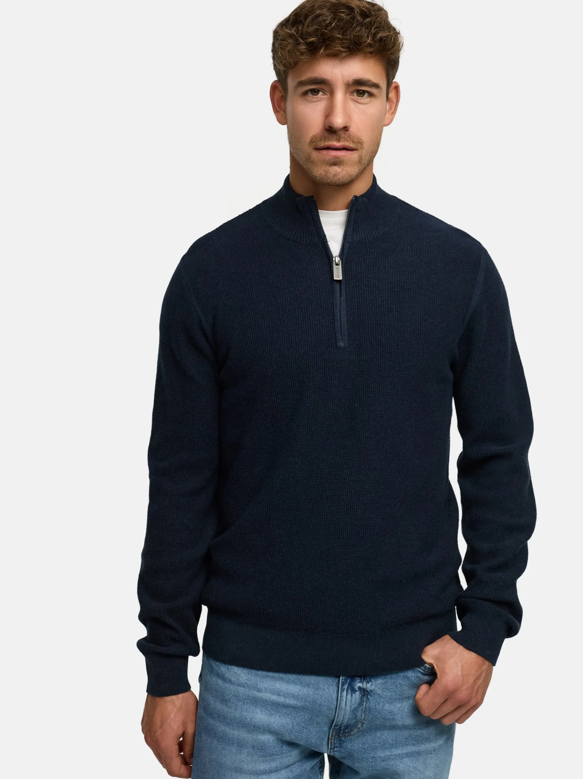 Indicode Herren Strickpullover - INBull in blau