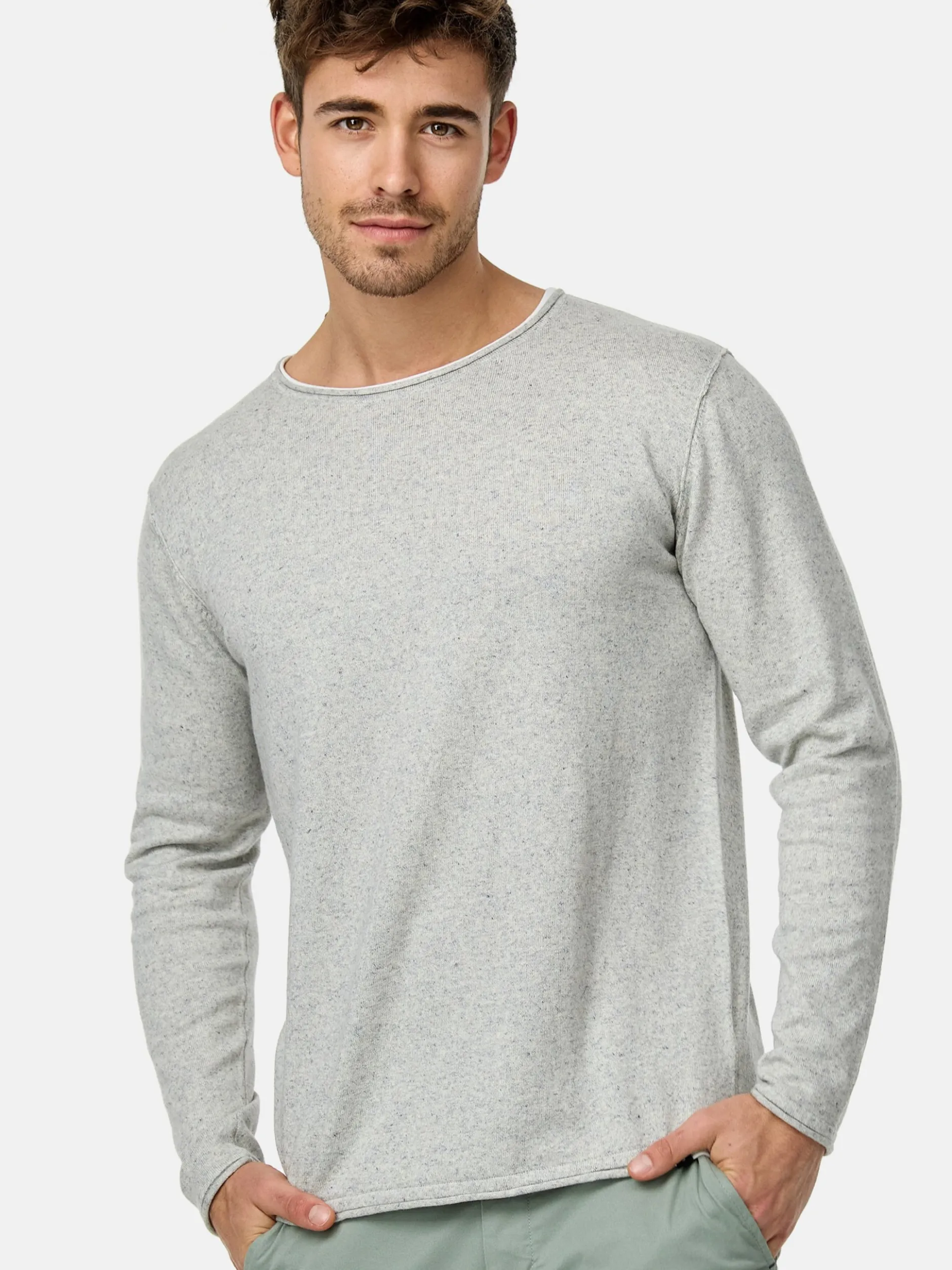 Indicode Herren Strickpullover - INCooper in grau marine
