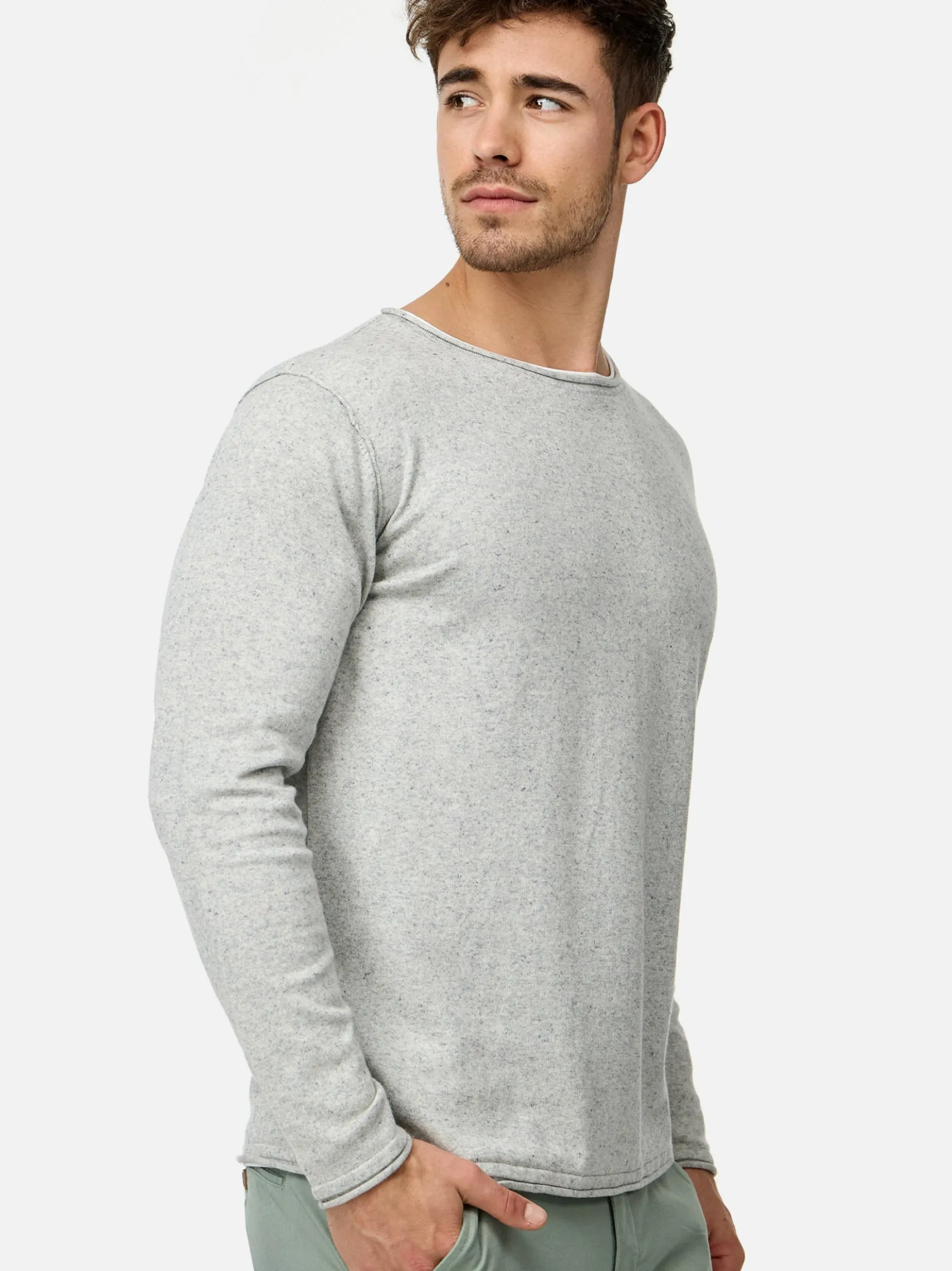 Indicode Herren Strickpullover - INCooper in grau marine