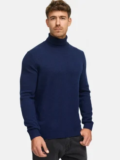 Indicode Herren Strickpullover - INMargous Roll Neck in blau