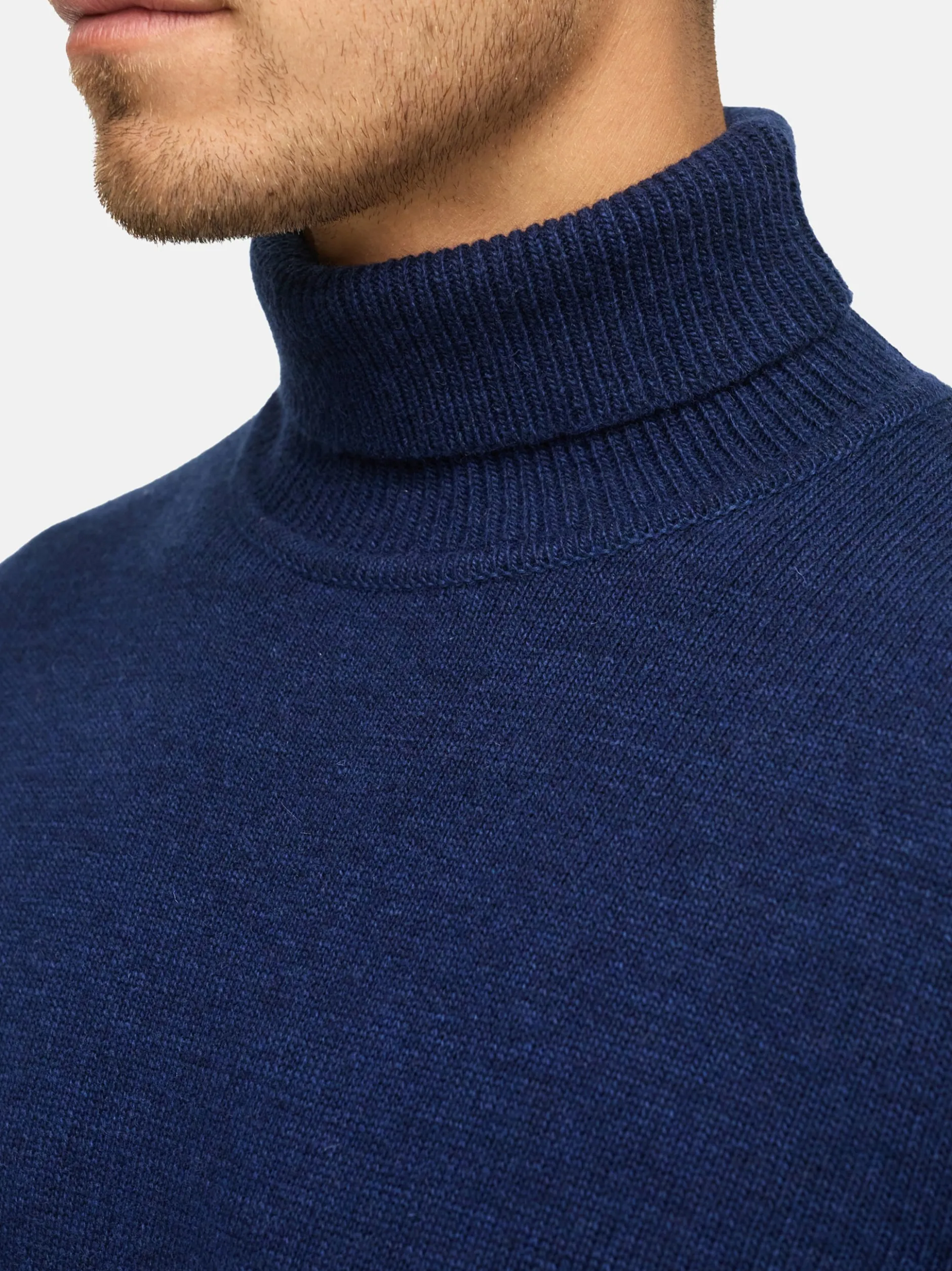 Indicode Herren Strickpullover - INMargous Roll Neck in blau