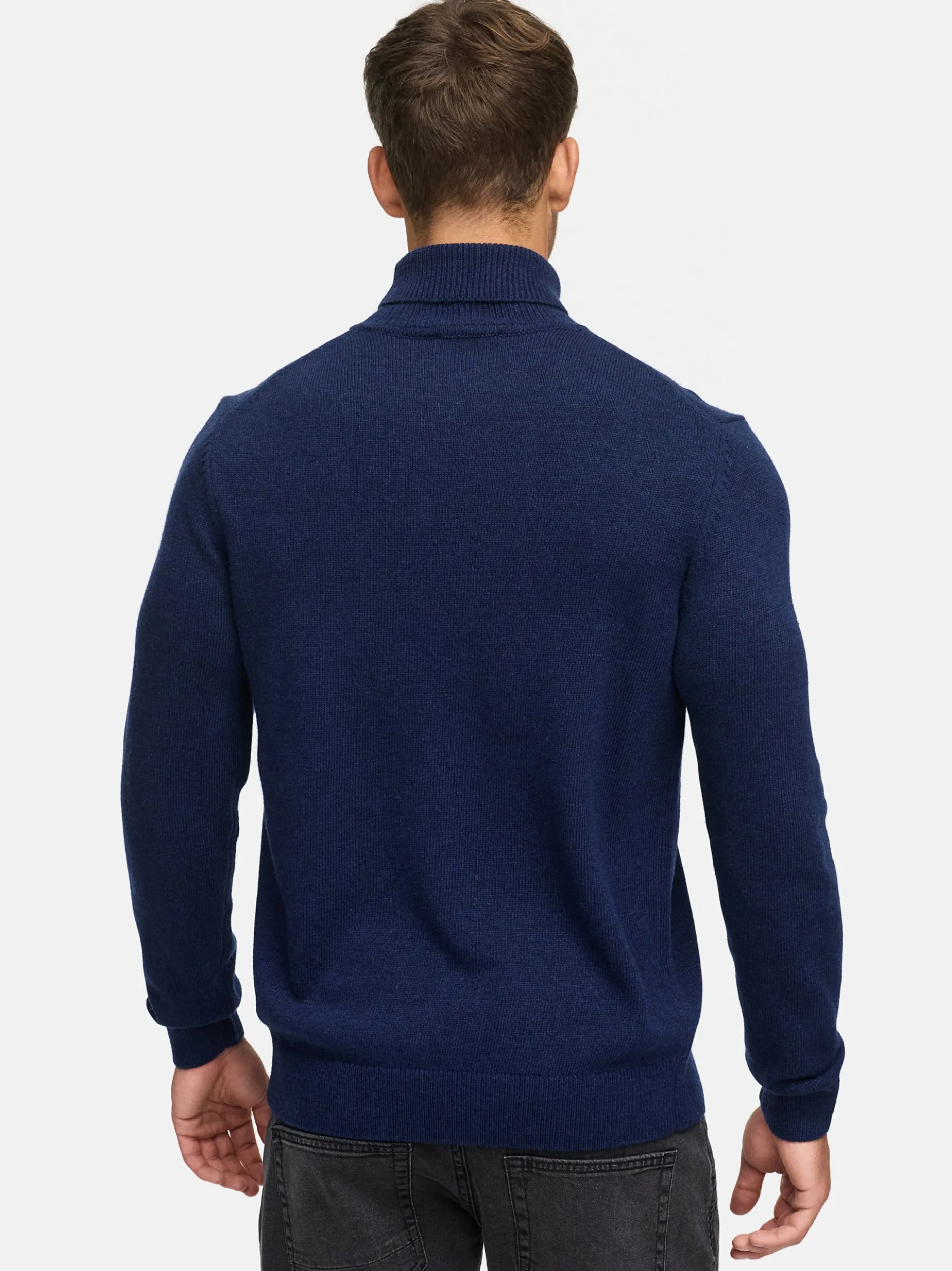 Indicode Herren Strickpullover - INMargous Roll Neck in blau
