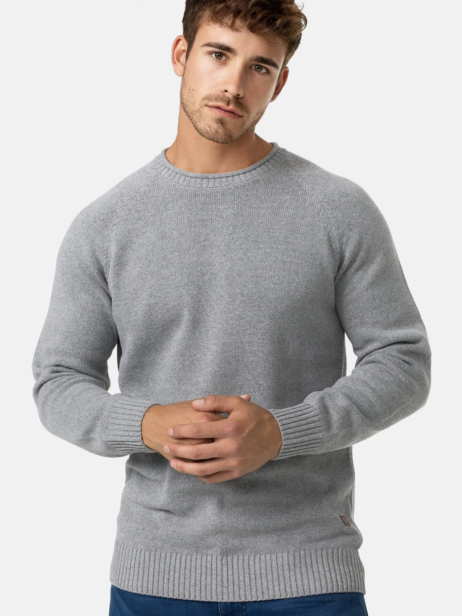 Indicode Herren Strickpullover - INMassum in hellgrau