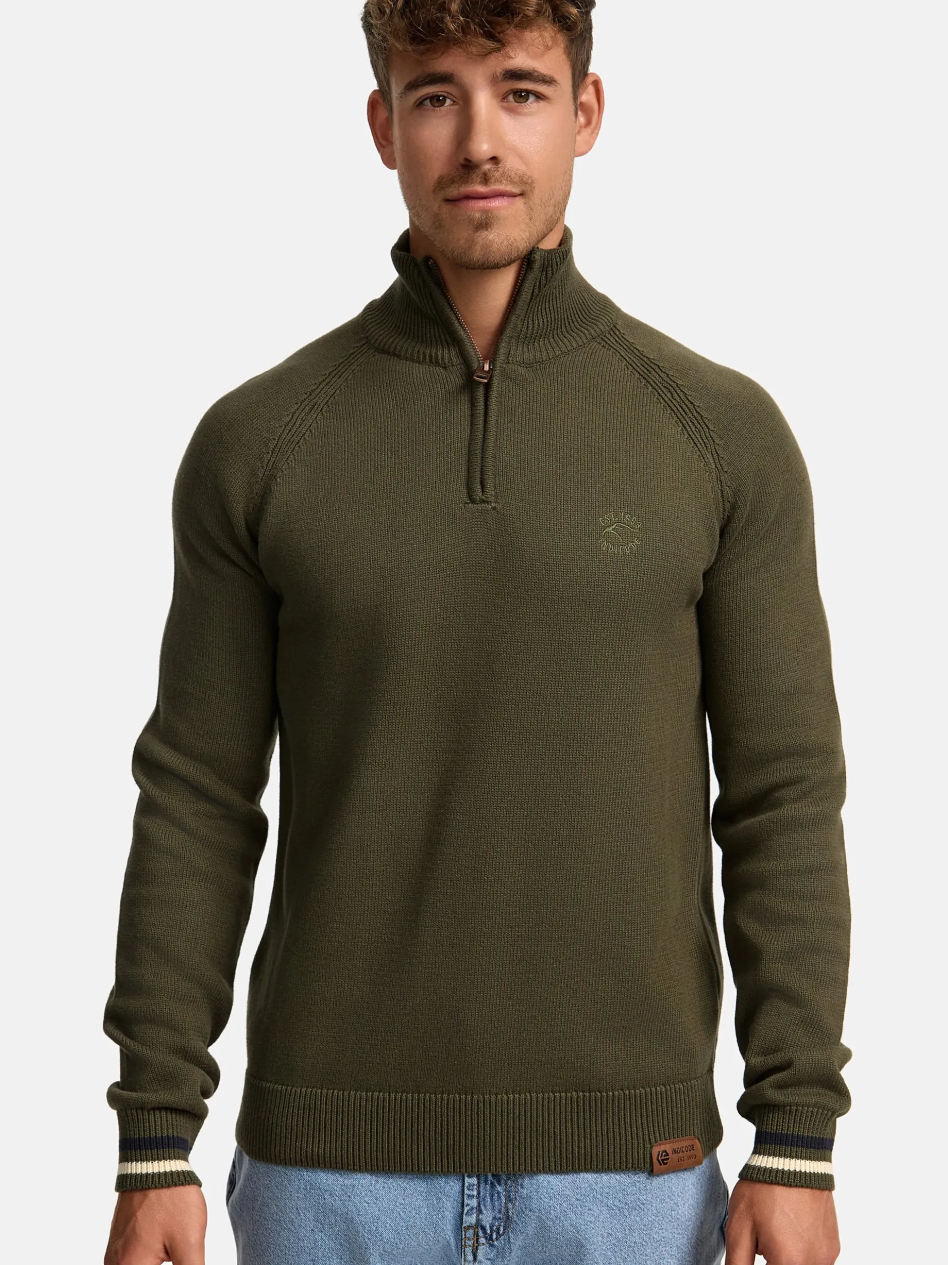 Indicode Herren Strickpullover - INSwift in khaki