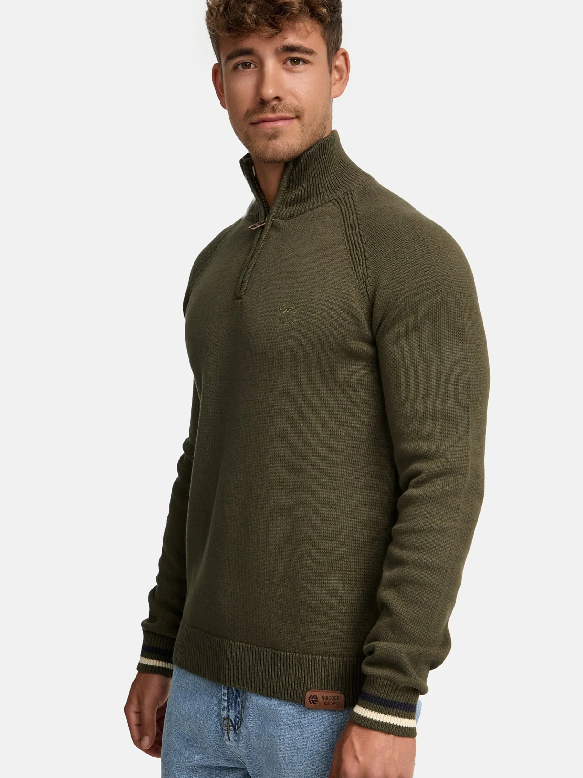 Indicode Herren Strickpullover - INSwift in khaki