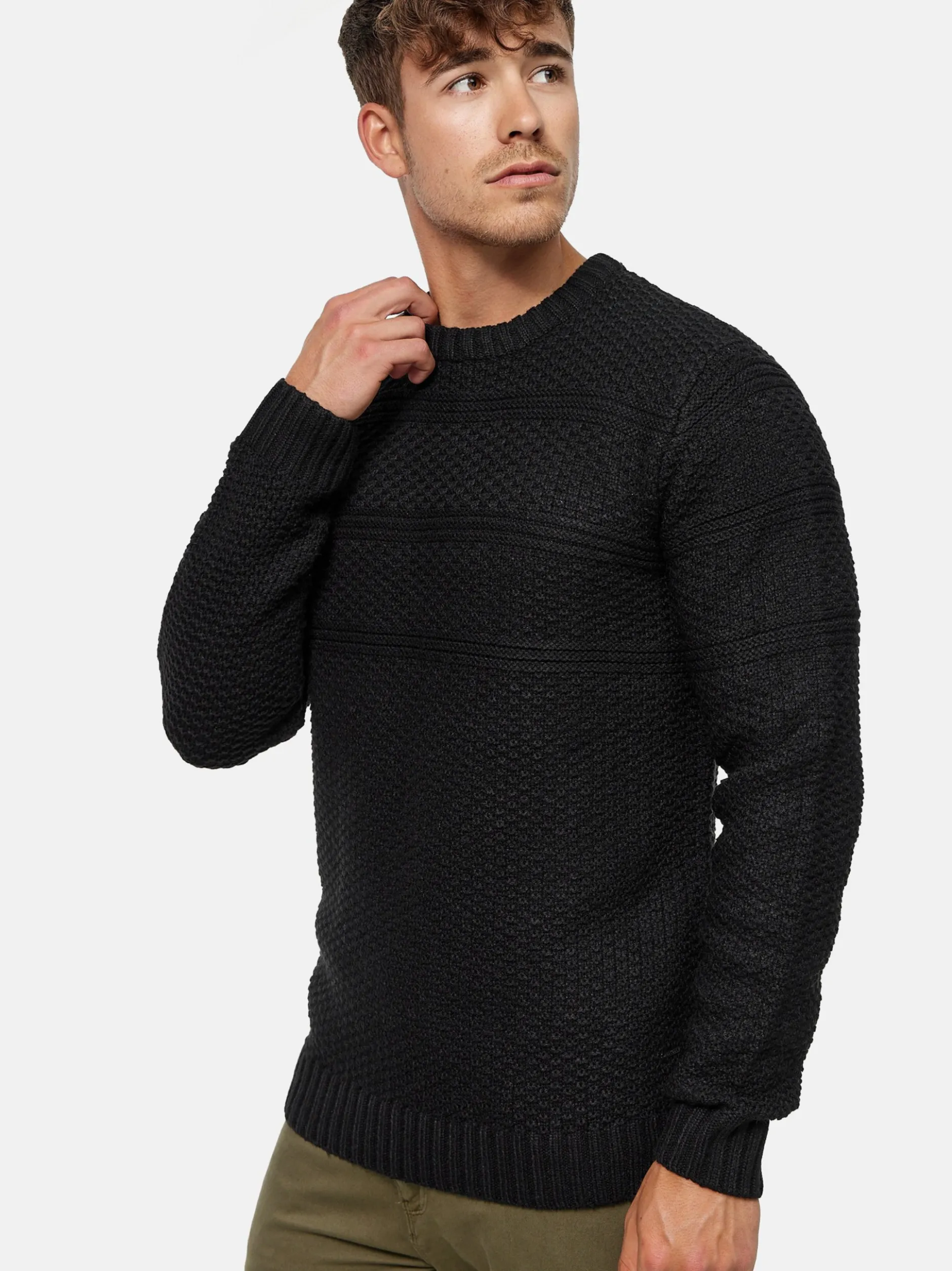 Indicode Herren Strickpullover - Mirek in schwarz