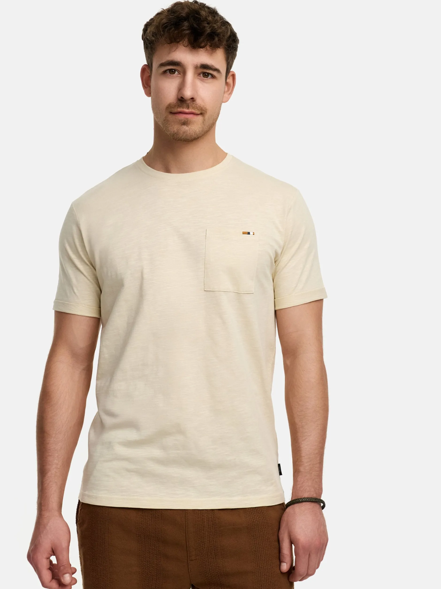 Indicode Herren T-Shirt - INAndorra in beige sand