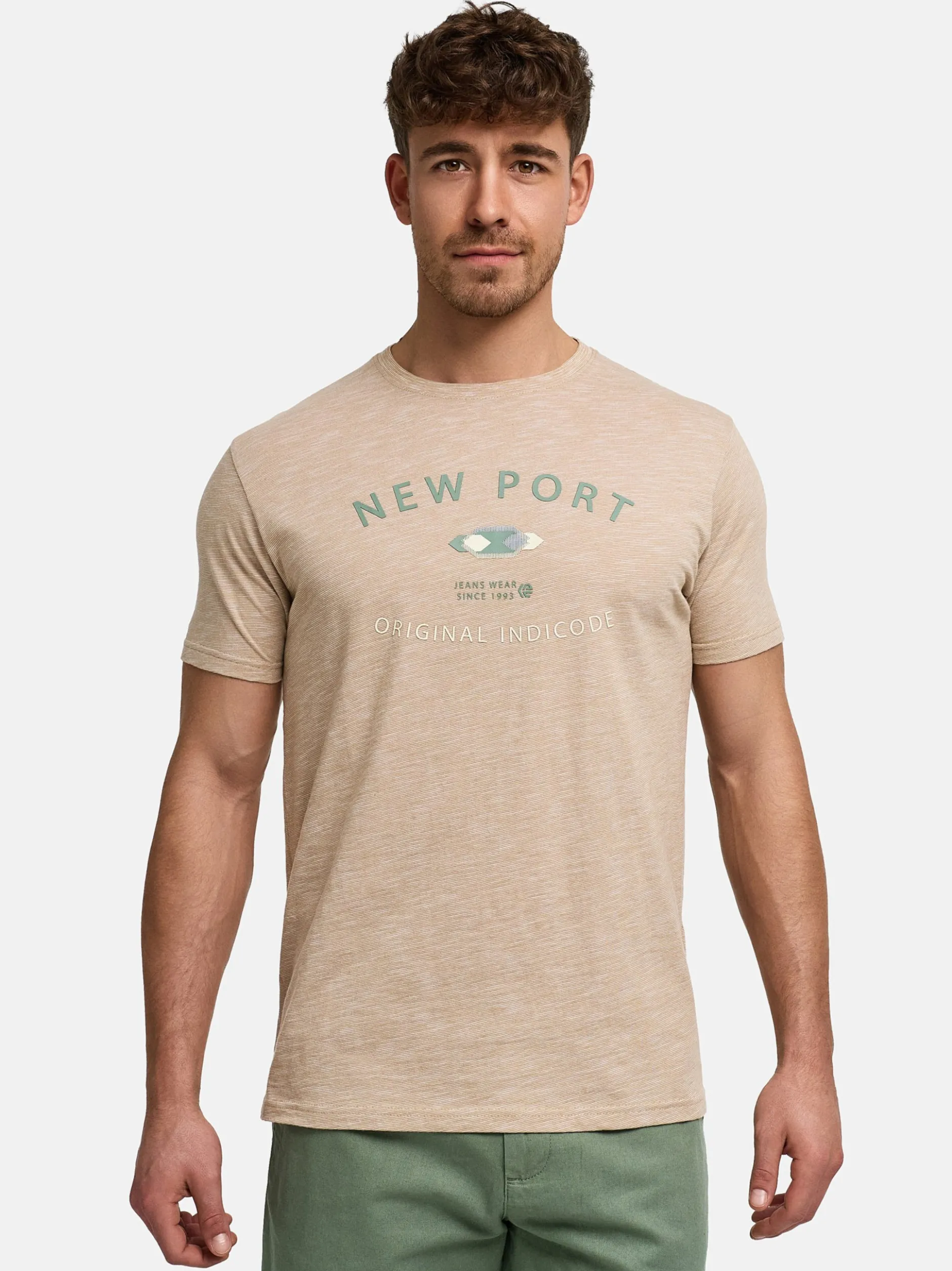 Indicode Herren T-Shirt - INHips in beige sand