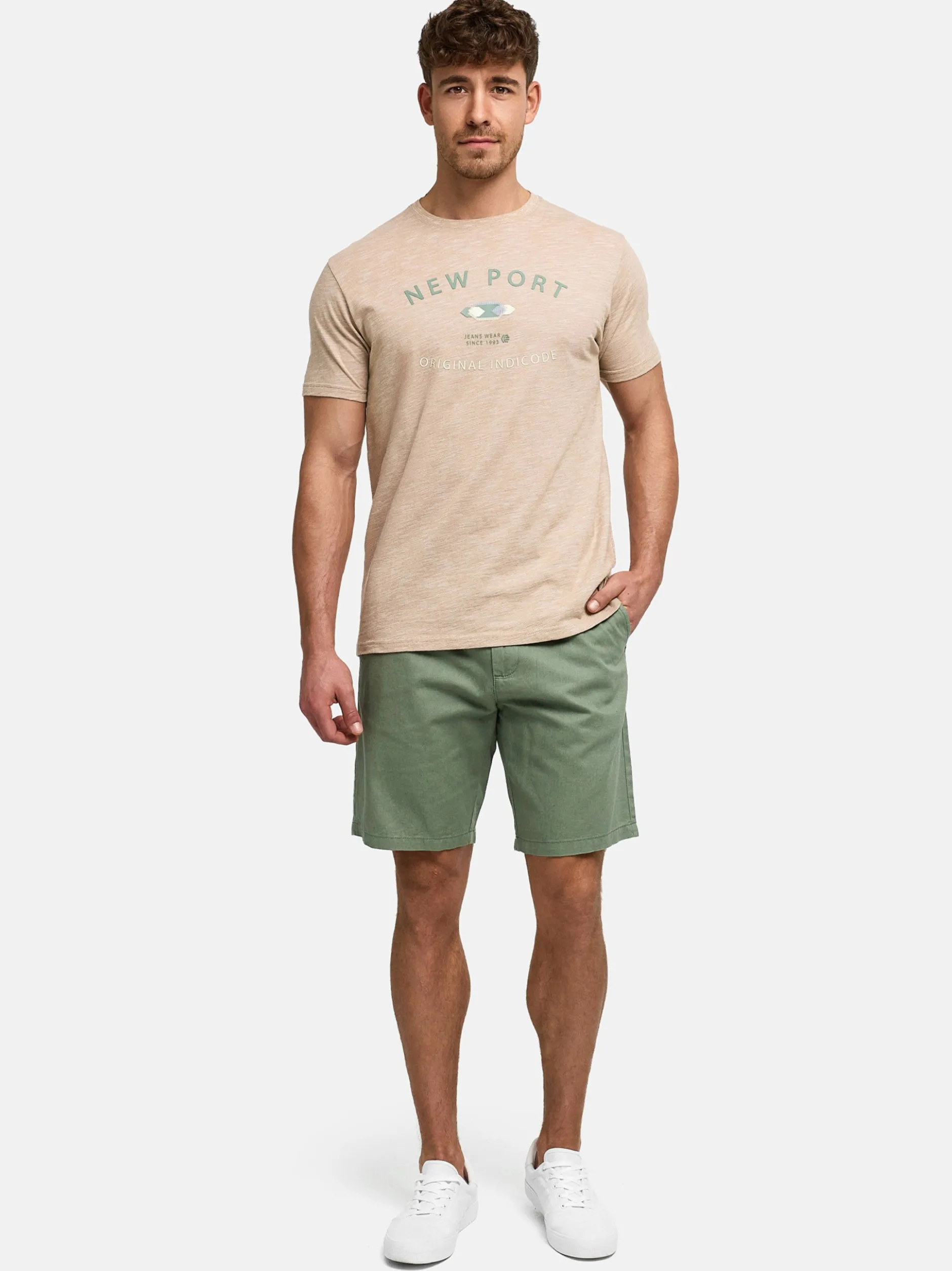 Indicode Herren T-Shirt - INHips in beige sand