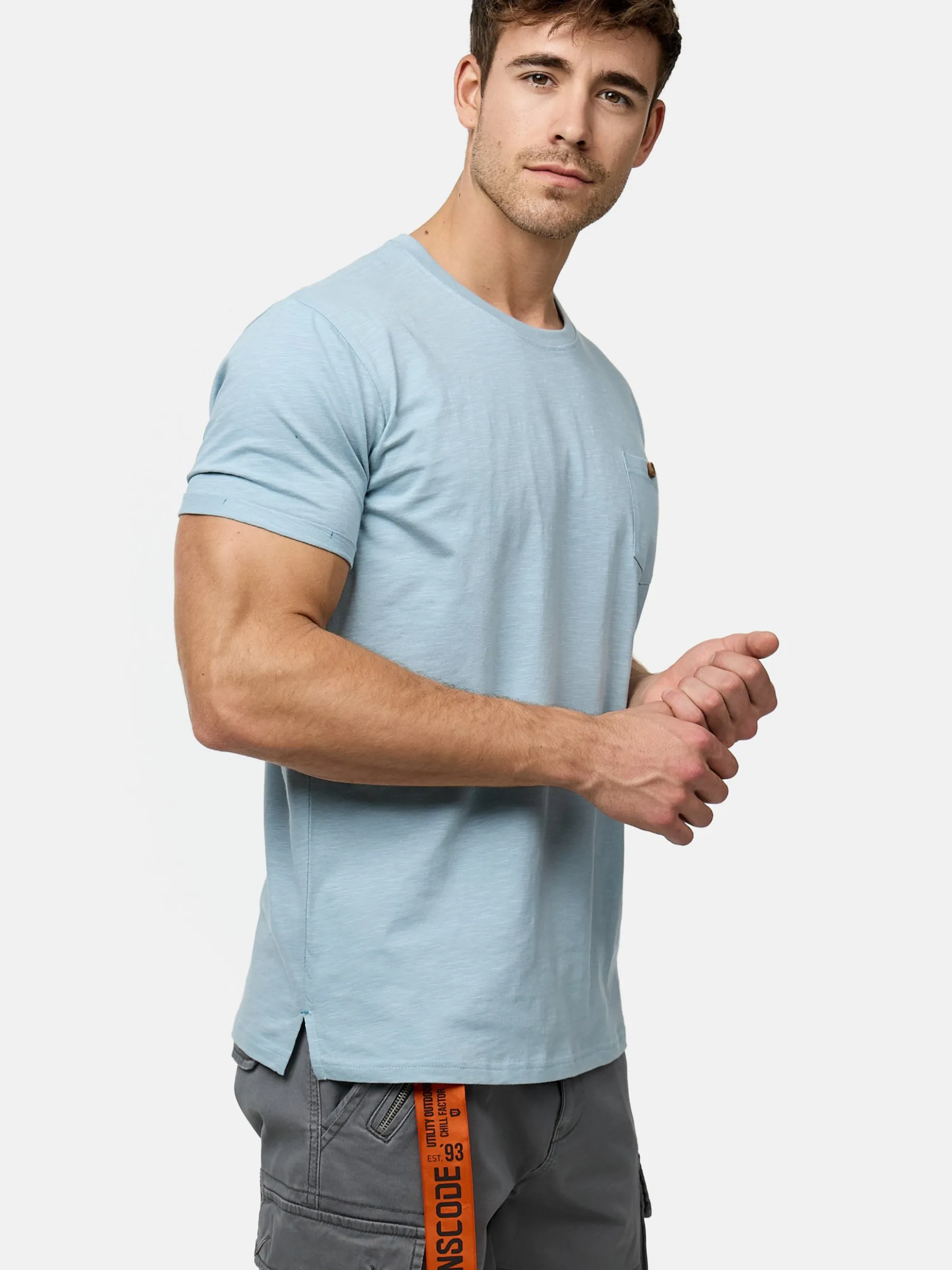 Indicode Herren T-Shirt - INJon in blue stone cognac