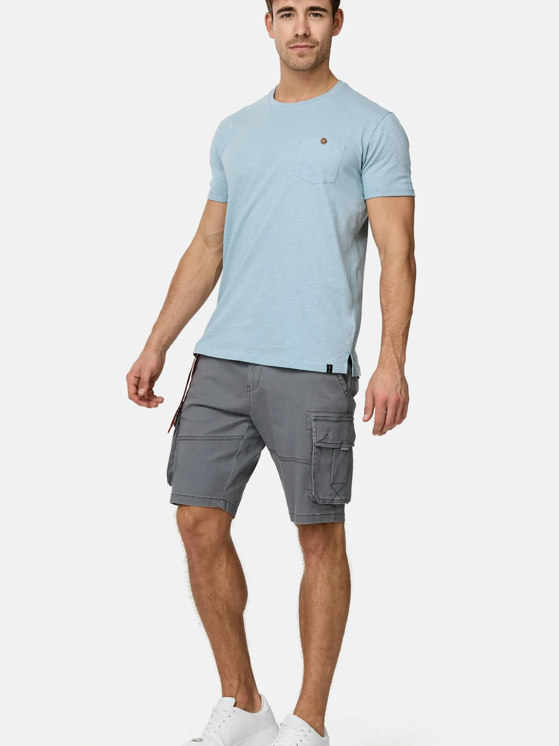 Indicode Herren T-Shirt - INJon in blue stone cognac
