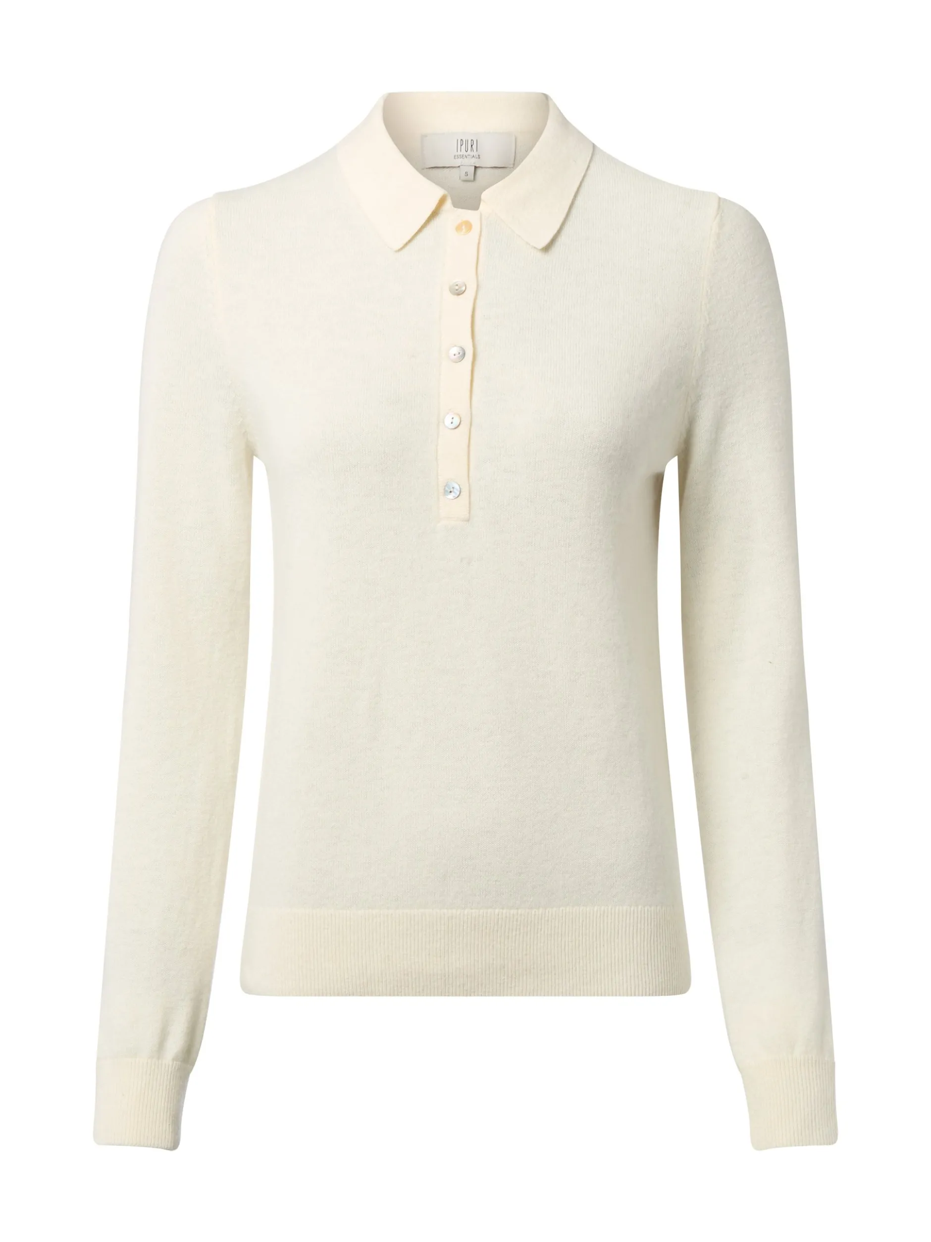 Ipuri Essentials Damen Strickpullover mit Merionwollanteil in ecru