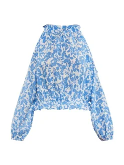 IZIA Damen Bluse in blau - Ausschnitt: ohne Kragen