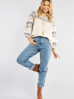 IZIA Damen Bluse in mehrfarbig - Ausschnitt: Rundhals