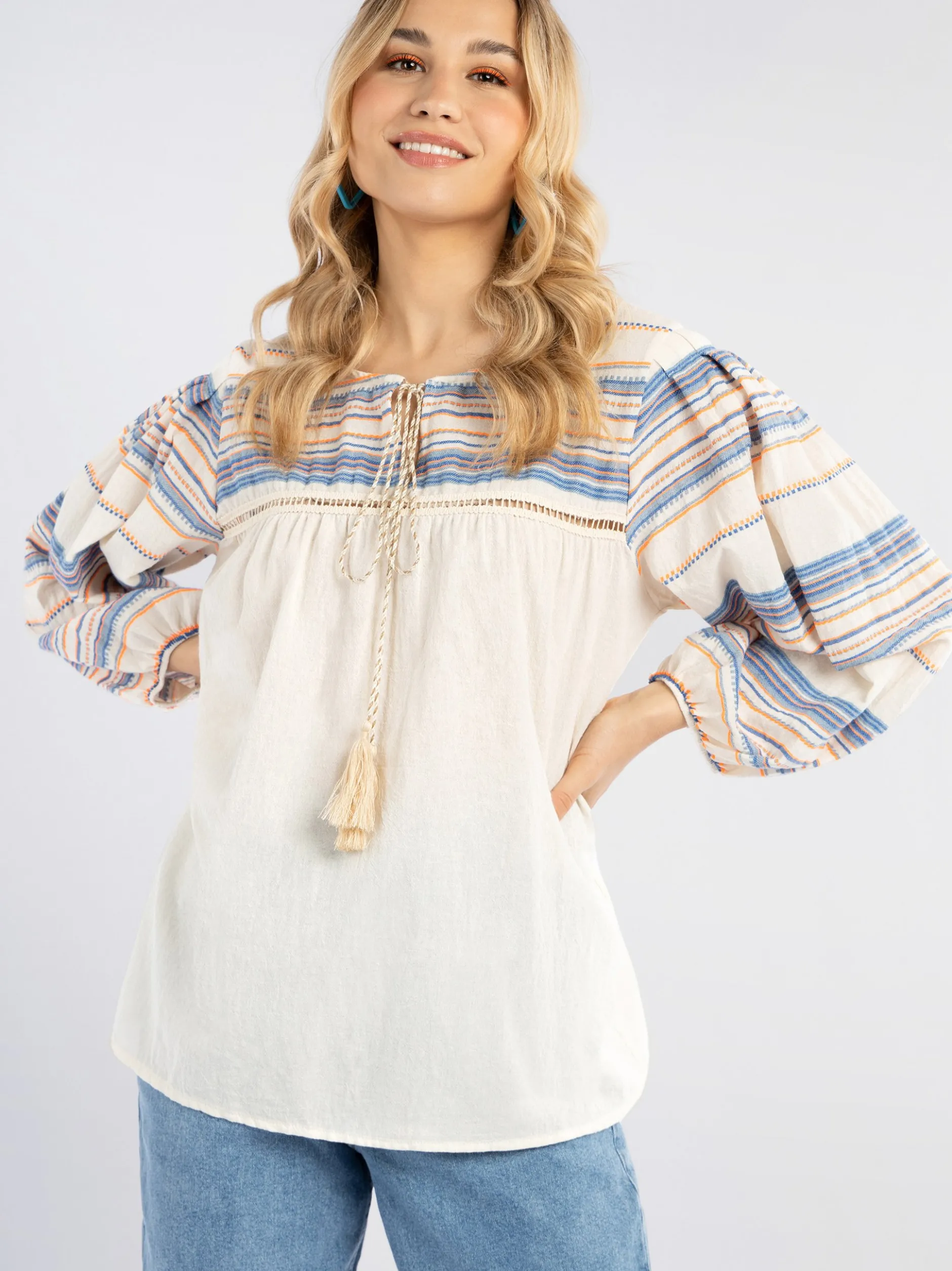 IZIA Damen Bluse in mehrfarbig - Ausschnitt: Rundhals