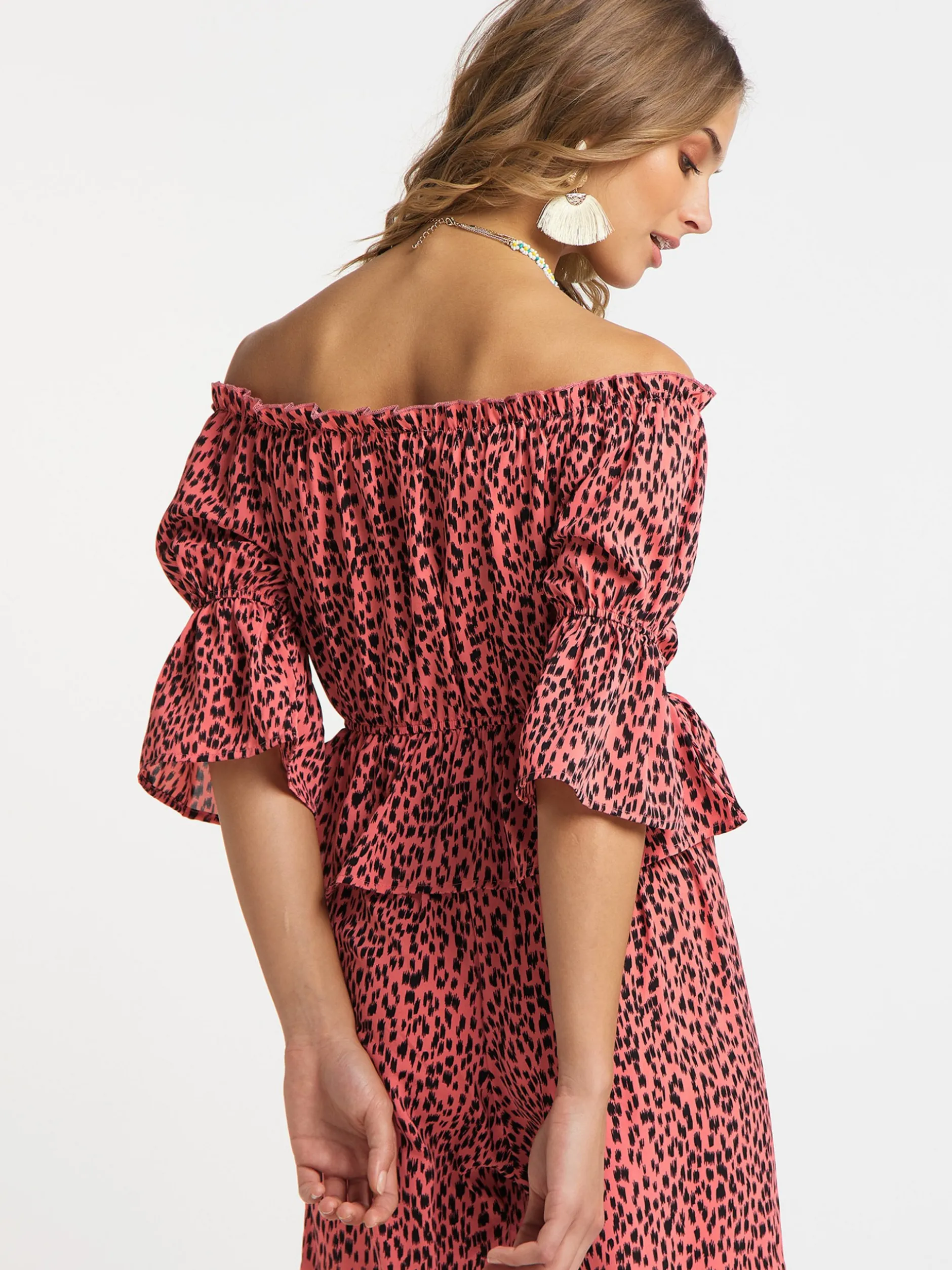 IZIA Damen Carmenbluse in pink - Ausschnitt: Carmen