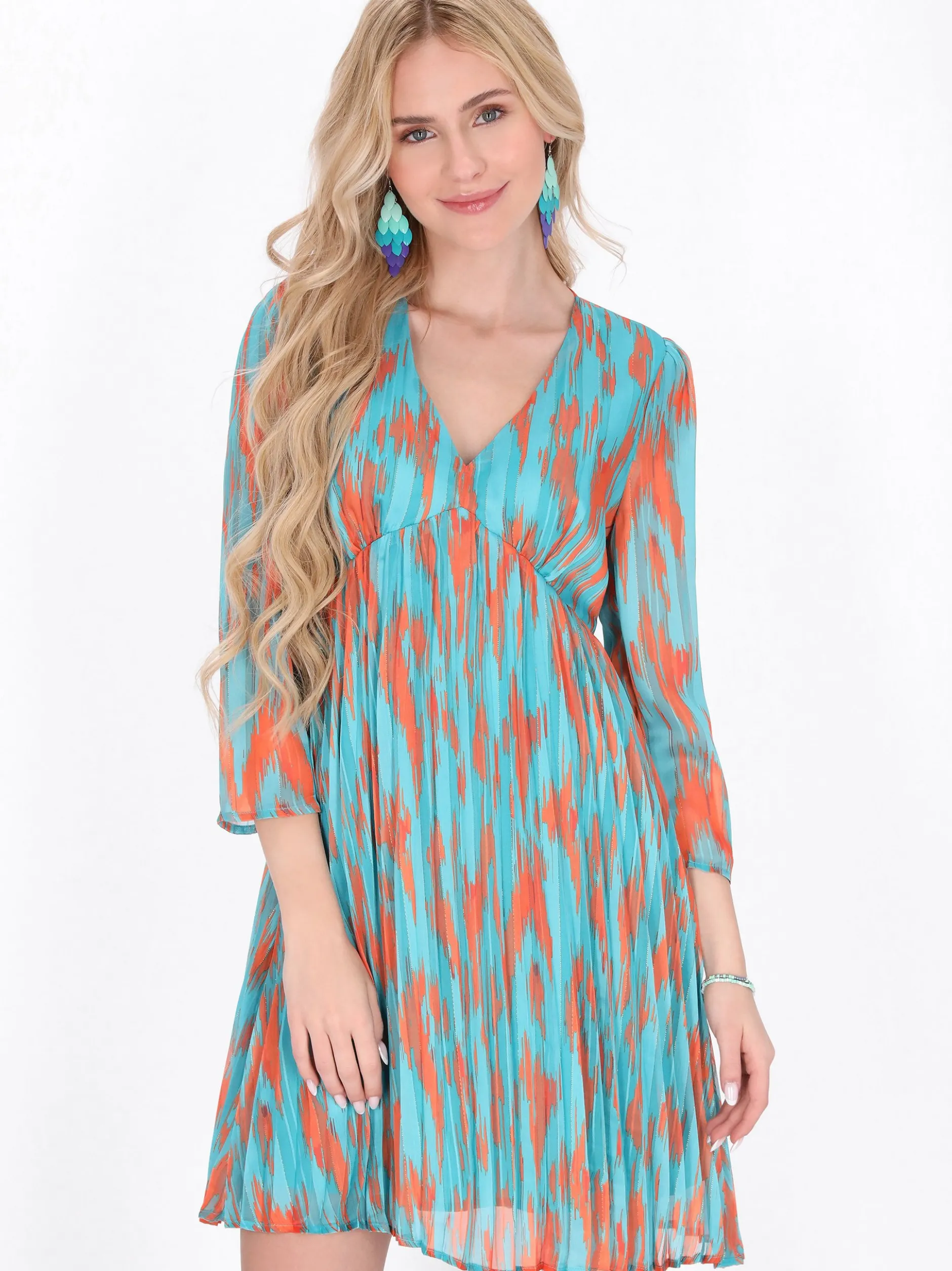 IZIA Damen Kleid in aqua - Länge: mittel