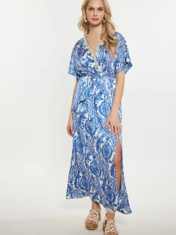 IZIA Damen Kleid in blau - Ausschnitt: V-Ausschnitt