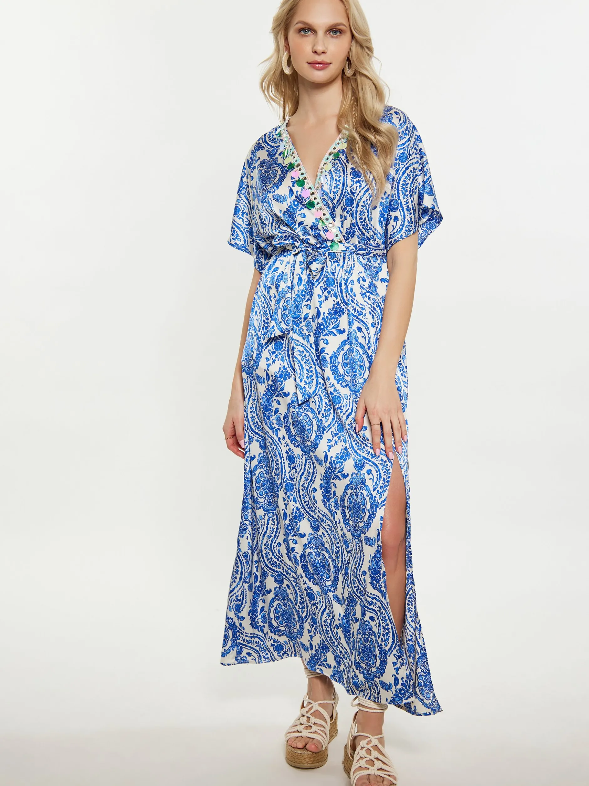 IZIA Damen Kleid in blau - Ausschnitt: V-Ausschnitt