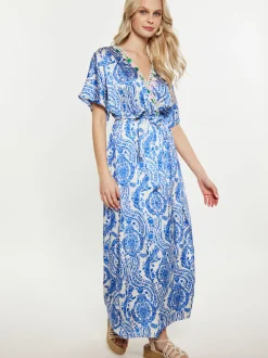 IZIA Damen Kleid in blau - Ausschnitt: V-Ausschnitt