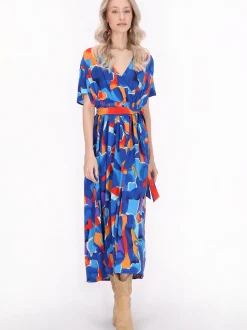 IZIA Damen Kleid in blau - Länge: mittel
