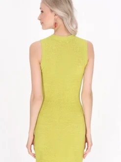 IZIA Damen Kleid in gelb - Ausschnitt: Rundhals