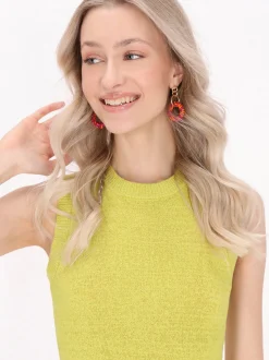 IZIA Damen Kleid in gelb - Ausschnitt: Rundhals