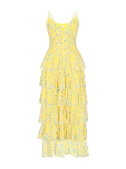 IZIA Damen Kleid in gelb - Länge: mittel