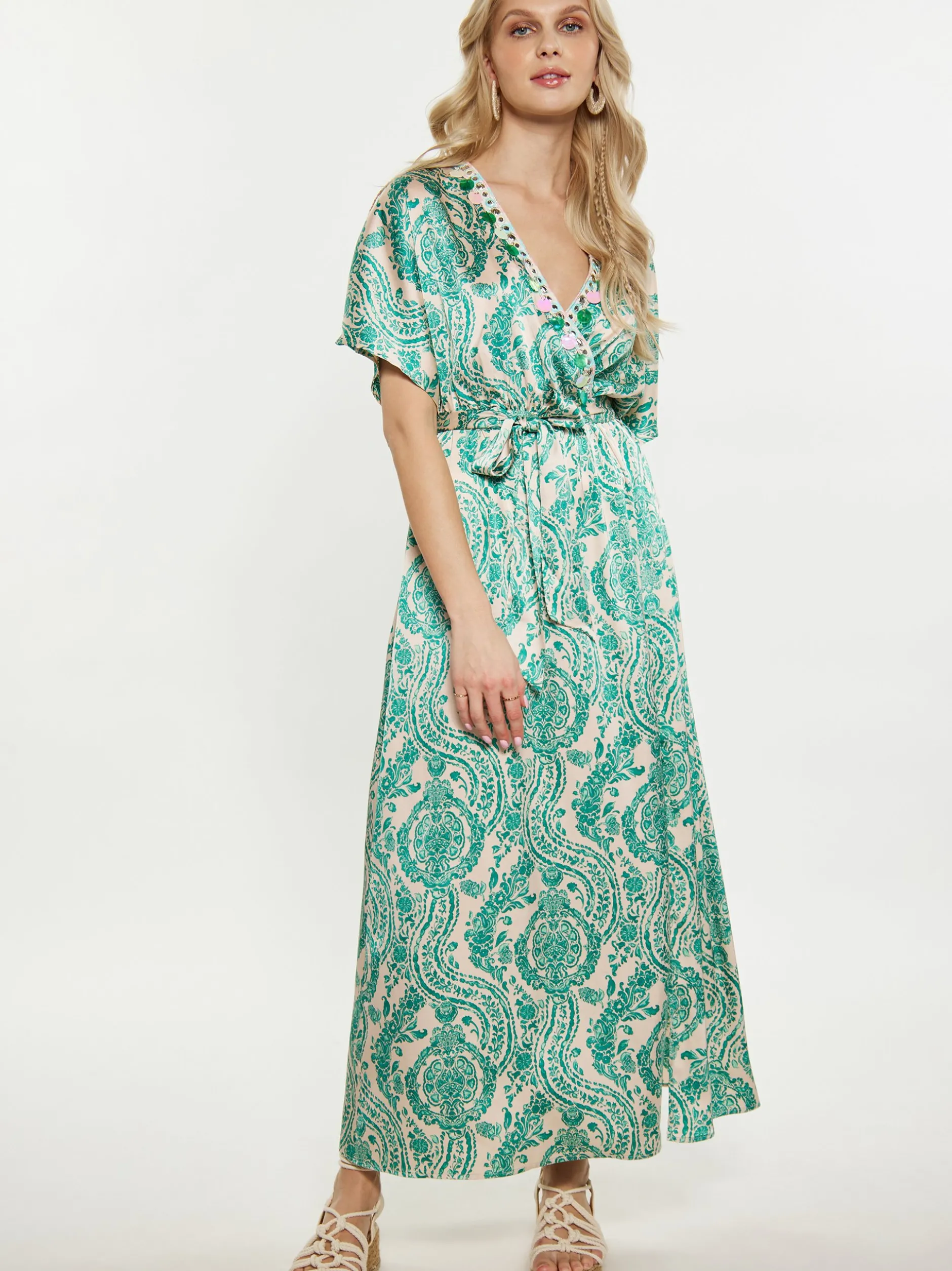 IZIA Damen Kleid in grün - Ausschnitt: V-Ausschnitt