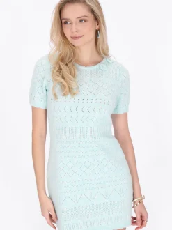 IZIA Damen Kleid in hellblau - Ausschnitt: Rundhals