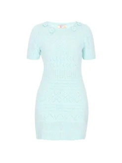 IZIA Damen Kleid in hellblau - Ausschnitt: Rundhals