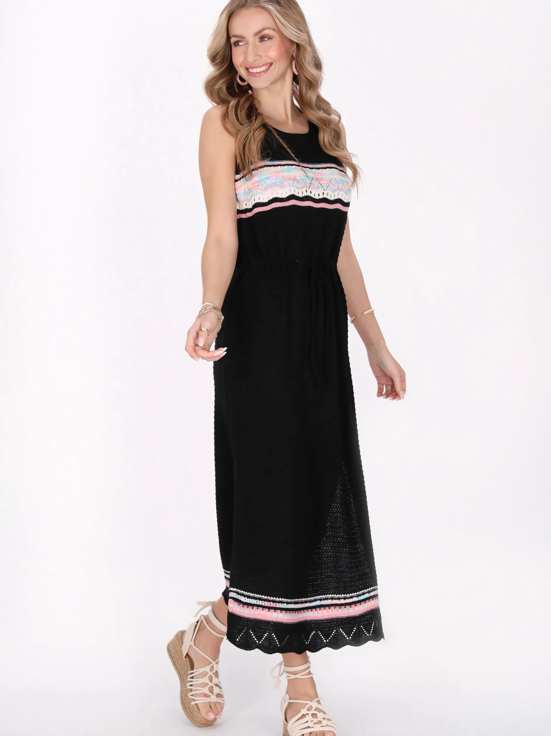 IZIA Damen Kleid in mehrfarbig - Ausschnitt: Rundhals