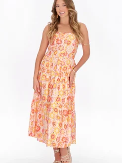 IZIA Damen Kleid in orange - Länge: mittel