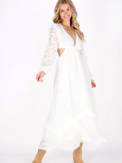 IZIA Damen Kleid in weiß - Länge: mittel