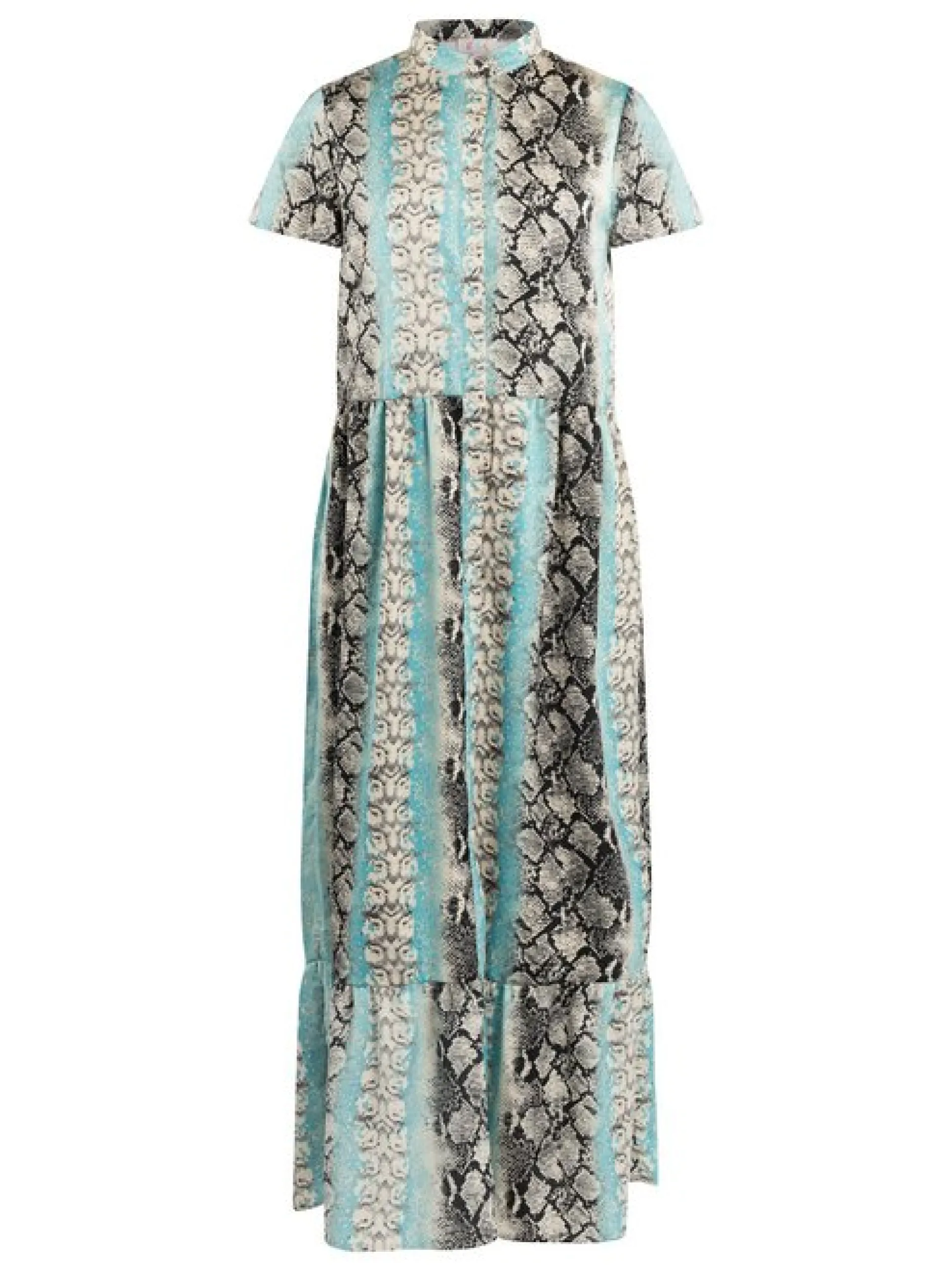 IZIA Damen Kleid kurzarm maxi in mehrfarbig