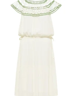 IZIA Damen Kleid mit Blumenspitze in weiß