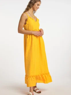 IZIA Damen Maxikleid in orange - Länge: mittel